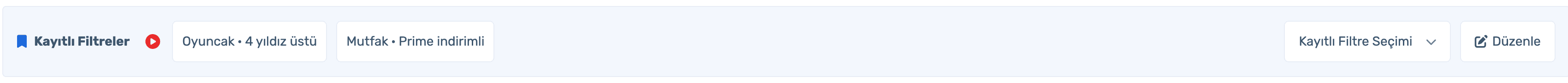 Saved filters bar
