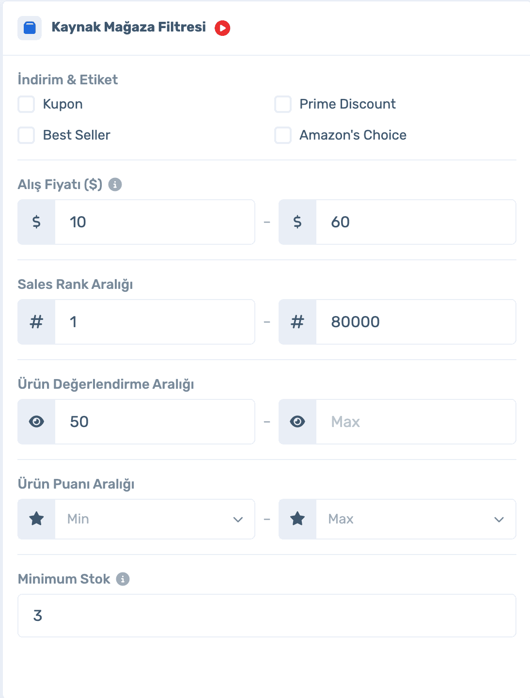 Source store filter card
