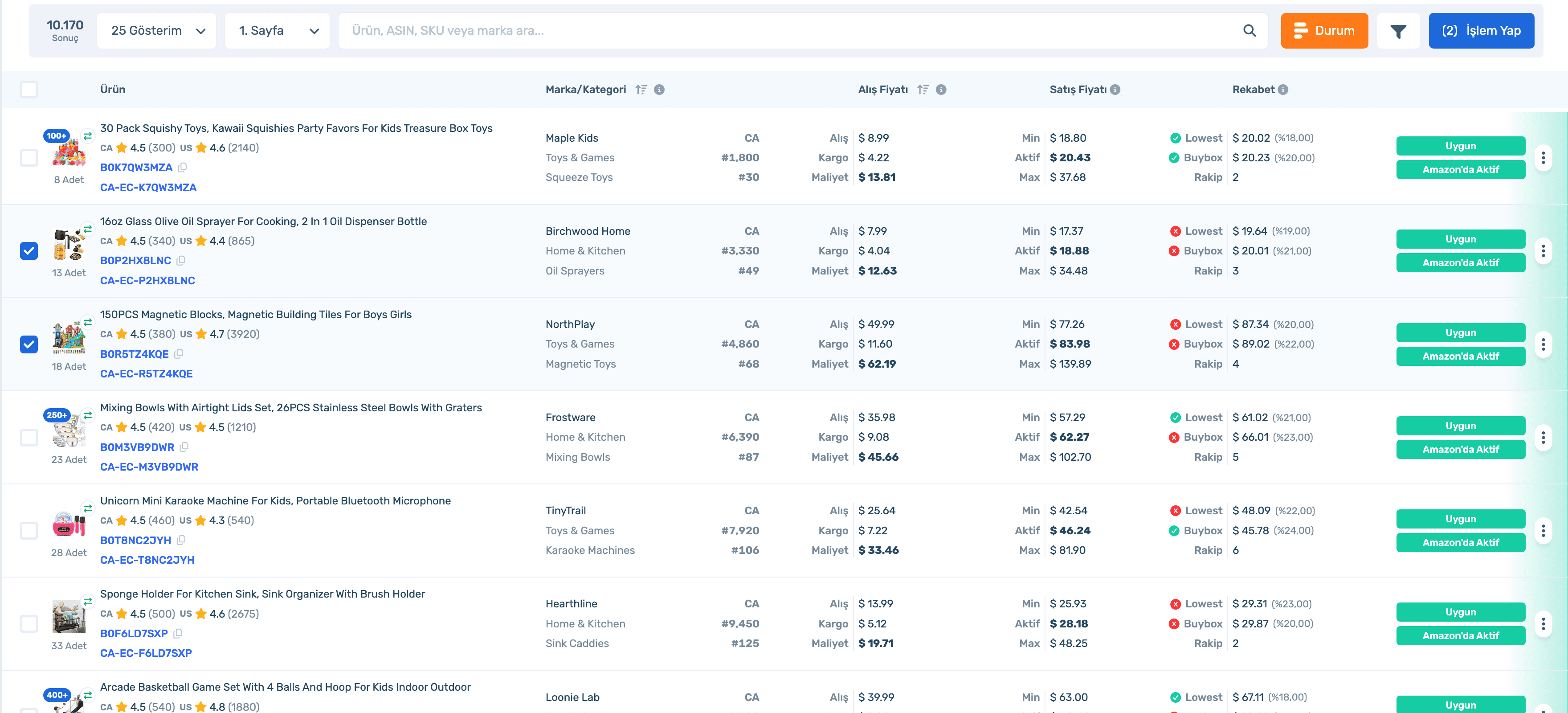 Inventory product table
